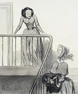 Literary Society Prints: Au revoir, Ophélia!.. 1844. Creator: Honore Daumier