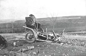 Shelling Prints: Au Volant; Automobile de liaison fracassee lar un projectile