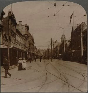 Auckland Gallery: Aucklands chief business thoroughfare, Queen St. looking S. New Zealand, c1900