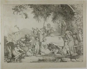 Old Women Prints: Auction of the Cupids, 1799. Creator: Johann Heinrich Ramberg