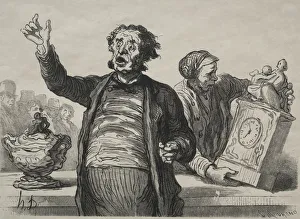 Honoredaumier French Prints: The Auction Room: The Town Crier. Creator: Honore Daumier (French, 1808-1879)