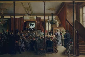 Auctioning Gallery: Auction Sale in Clinton Hall, New York, 1876, 1876. Creator: Ignacio de Leon Escosura