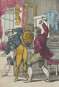 Hand Coloured Etching Collection: Auctioneer & Lawyer, Auctioneer Knocking Down a Bad Lot, early 19th century