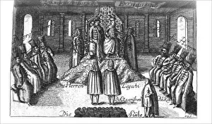 Tsar Ivan V Prints: Audience with Ivan V, Peter I and Sophia Alekseyevna (from Georg Adam Schleissing Derer beyden Czaaren in Reussland)