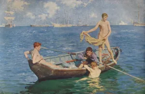 Carefree Prints: August Blue, 1893 (1935). Artists: Henry Scott Tuke, George Newnes