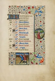 Wheat Prints: August Calendar Page: Threshing: Virgo; Book of Hours