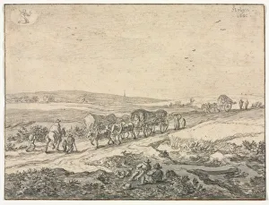 August: Landscape with Wagons, c. 1655. Creator: Pieter Molyn (Dutch, 1595-1661)