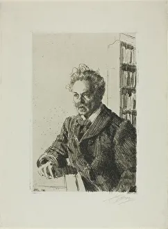 Strindberg Johan August Prints: August Strindberg, 1910. Creator: Anders Leonard Zorn