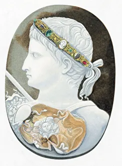 Cameo Prints: Augustus Caesar - Gaius Julius Caesar Octavianus (63 BC-14 AD), first Roman Emperor