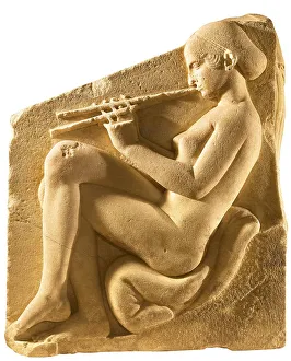 Play Music Prints: An aulos player. Altar of Aphrodite