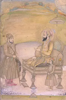 Moghul Prints: Aurangezeb enthroned, (second half of the seventeenth century?). Creator: Unknown