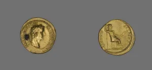 Tiberius Claudius Nero Prints: Aureus (Coin) Portraying Emperor Tiberius, 14-37. Creator: Unknown