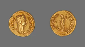 Hadrian Prints: Aureus (Coin) Portraying Empress Sabina, 134, issued by Hadrian. Creator: Unknown
