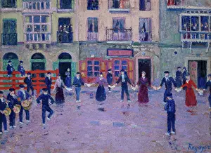 Landscapegenrepostimpressionismpainting Prints: Aurresku Dance in the Rain in Mondragon