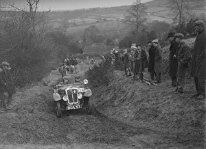 Austin 7 Grasshopper of WH Scriven competing in the MG Car Club Midland Centre Trial, 1938