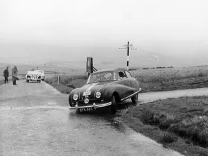 Corner Prints: Austin A90 competing in the MCC Medex Rally, 1954