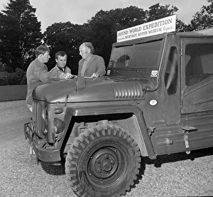 Austin Champ at Beaulieu 1968 Lord Montagu with James Mathieson and Barry Hale. Creator: Unknown