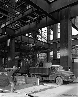 Austin lorry on a construction site, Leeds, West Yorkshire, 1959. Artist: Michael Walters