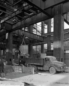 West Yorkshire Prints: Austin lorry on a construction site, Leeds, West Yorkshire, 1959. Artist: Michael Walters