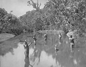 Water Surface Prints: Australian Aborigines Spearing Fish, 19th century