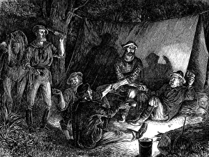 Miners Prints: Australian diggers keeping Christmas Eve - Auld Lang Syne'; drawn by W