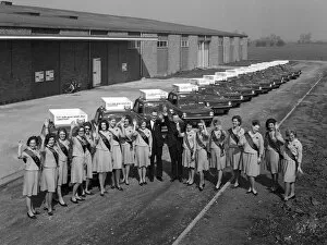 Depot Gallery: Australian sales girls in front of a fleet of 1965 Hillman Imps, Selby, North Yorkshire, 1965