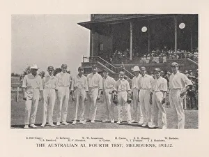 The Australian XI for the Fourth Test vs England at Melbourne, 1911 (1912). Artist: Sears The Australian XI for the Fourth Test vs England at Melbourne, 1911 (1912). Artist: Sears