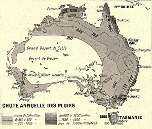 Geological Map Prints: Australie Chute Annuelle des Pluies; Les Terres Du Pacifique, 1914. Creator: Unknown