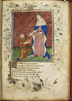 The author presenting his book to Henry V (from Thomas Hoccleves Regiment of Princes), 15th century Artist: Anonymous The author presenting his book to Henry V (from Thomas Hoccleves Regiment of Princes), 15th century Artist: Anonymous