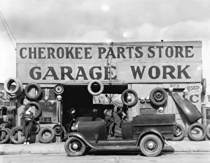 Garage Prints: Auto parts shop, Atlanta, Georgia, 1936. Creator: Walker Evans