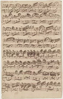 Bach Collection: Autograph manuscript of the first page of the Allegro for harpsichord solo from the first version of