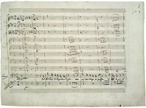 Wolfgang Amadeus Mozart Gallery: The autograph manuscript: The Magic Flute. Act I aria This portrait is enchantingly beautiful