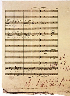 Beethoven Gallery: Autograph score of the Symphony No. 8 Op 93 by Ludwig van Beethoven