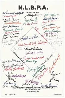 Racial Segregation Collection: Autograph sheet from Negro League Baseball Players Association Reunion, October 13, 1990