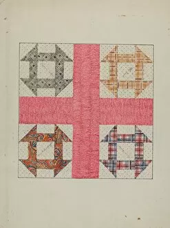Triangle Collection: Autographed Quilt, c. 1940. Creator: Margaret Linsley
