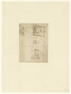 Brown Indian Ink On Paper Gallery: Automated turnspit: the upper one is moved by a counterweight, the lower one by hot air, c