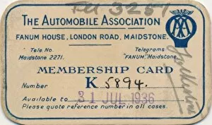 Typeface Gallery: The Automobile Association: Membership card, 1936