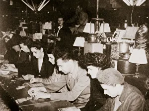 Automobile workers playing bingo at a carnival at Dearborn, Michigan, USA, c1938