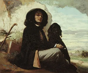 Designer Prints: Autoportrait dit Courbet au chien noir, between 1842 and 1844. Creator: Gustave Courbet