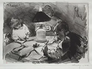 Autour de la Lampe, 1891. Creator: Auguste Louis Lepere (French, 1849-1918)