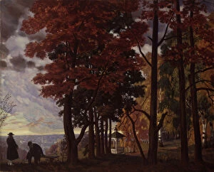 Kustodiev Gallery: Autumn, 1918. Artist: Kustodiev, Boris Michaylovich (1878-1927)