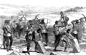 Sapper Prints: Autumn Campaign on Dartmoor: engineers making a passage through a stone wall