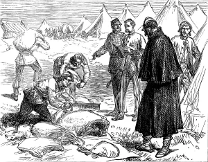 Beef Prints: The Autumn Campaign on Dartmoor: issuing rations, 1873. Creator: Unknown