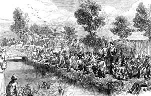 The Autumn Campaign on Dartmoor: volunteers resting by the river, 1873. Creator: Unknown