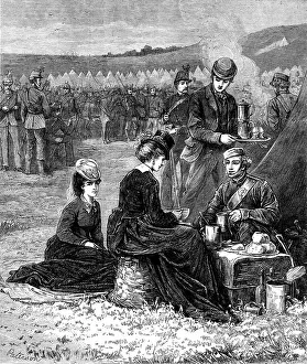 Mock Battle Prints: The Autumn Campaign: an early breakfast in camp, 1871. Creator: Unknown