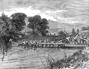 River Stour Prints: The Autumn Campaign: laying a trestle bridge over the River Stour