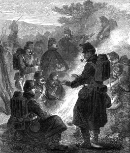 Campfire Prints: The Autumn Campaign: a reserve outlying picket, 1872. Creator: Unknown