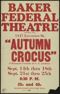 Romantic Comedy Prints: Autumn Crocus, Denver, [1930s]. Creator: Unknown