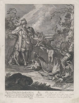 Autumn from the Dogs Four Seasons, 1720-1767. Creator: Johann Elias Ridinger