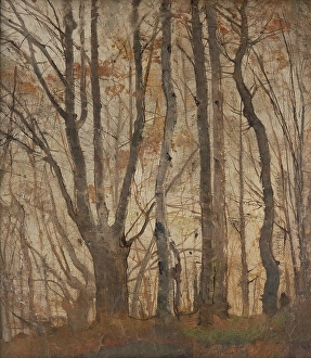 Oil On Plywood Prints: Autumn Forest, 1870-1900. Creator: Ladislav Mednyanszky